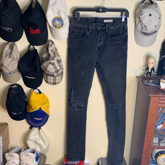 All Saints Cigarette Slim Fit Distressed Faded Black Jeans 30W/32L - Picture 5 of 11